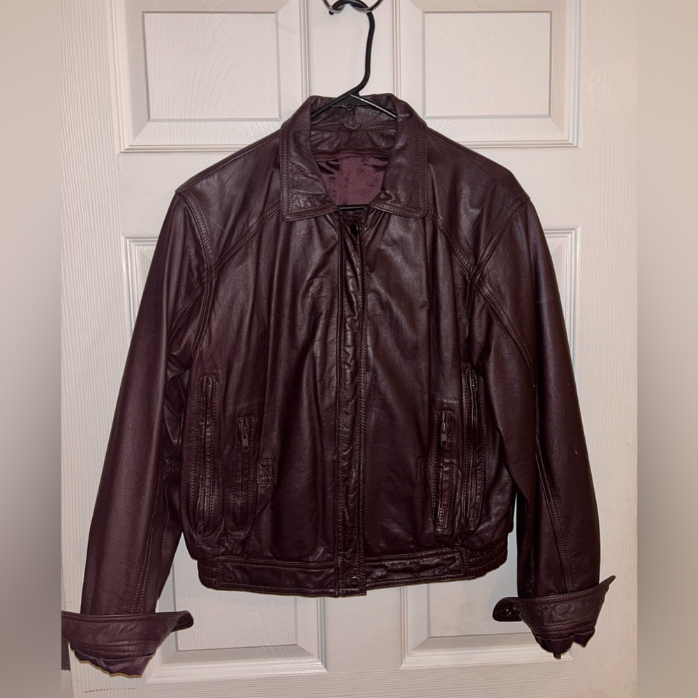 Vintage Brown/burgundy faux leather jacket